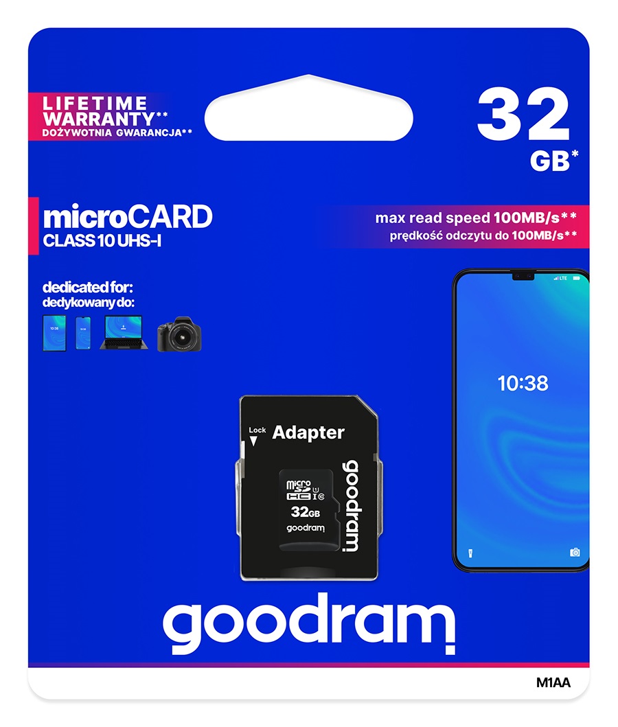 Memorijska kartica GoodRam microSD 32GB + ad. cl.10 UHS1 R100