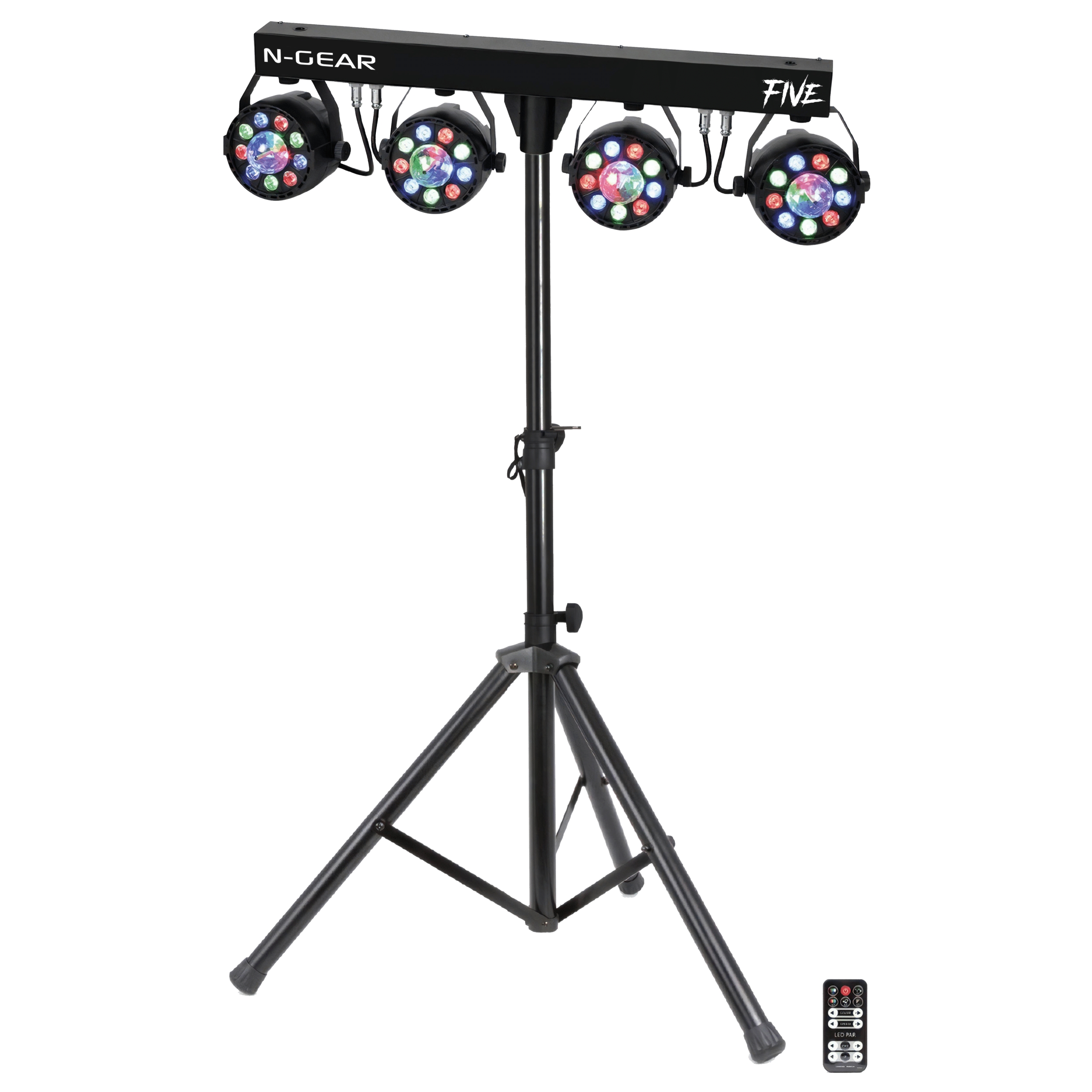 N-Gear PB-FIVE Partybar, DMX in-out, stalak, 4 LED RGB glave, kontrola, strobo