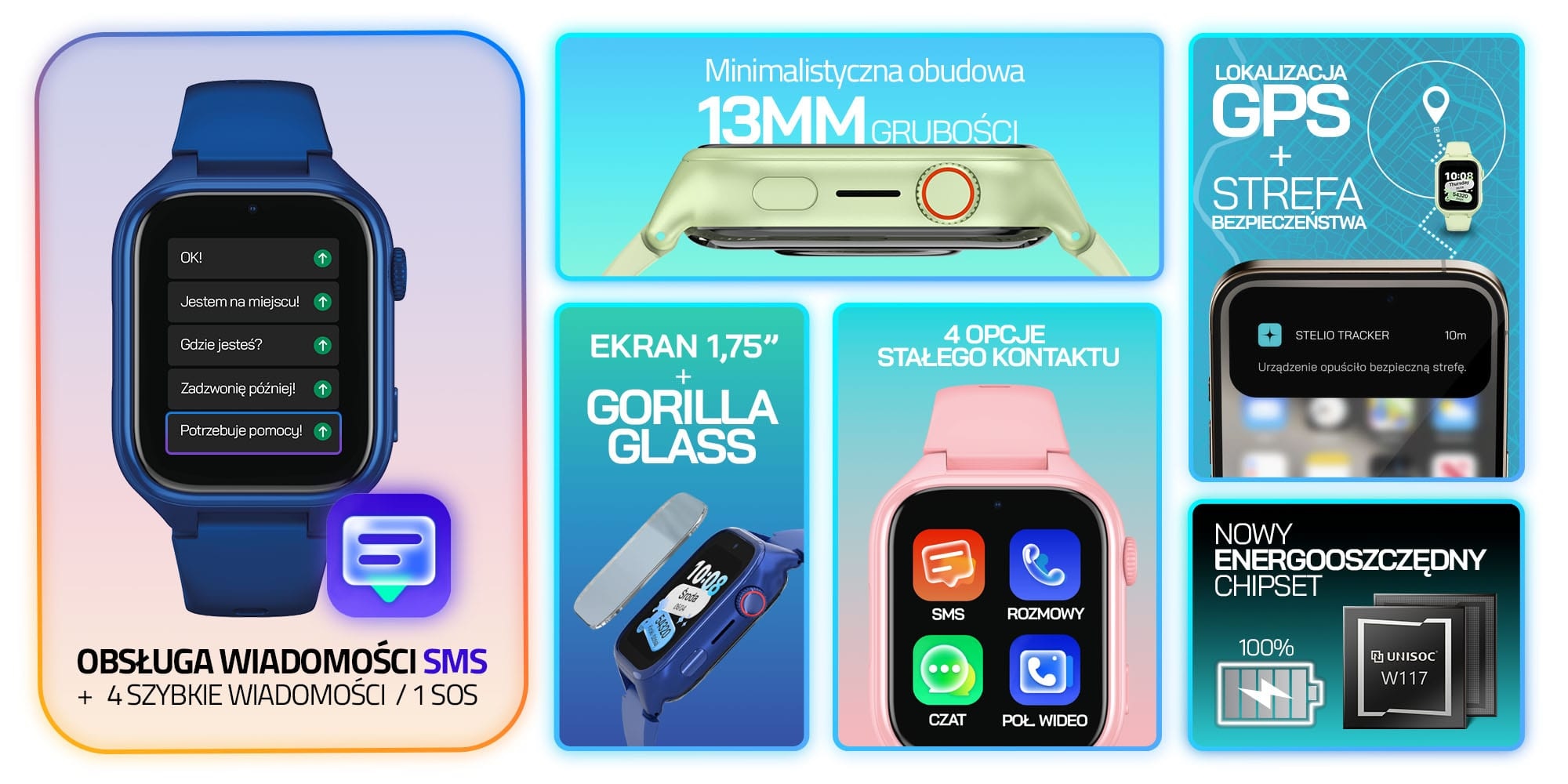 STELIO Pametni sat za djecu JUNIOR 4G, SIM,GPS,SMS,SOS, Video poziv, IP67 Pistci