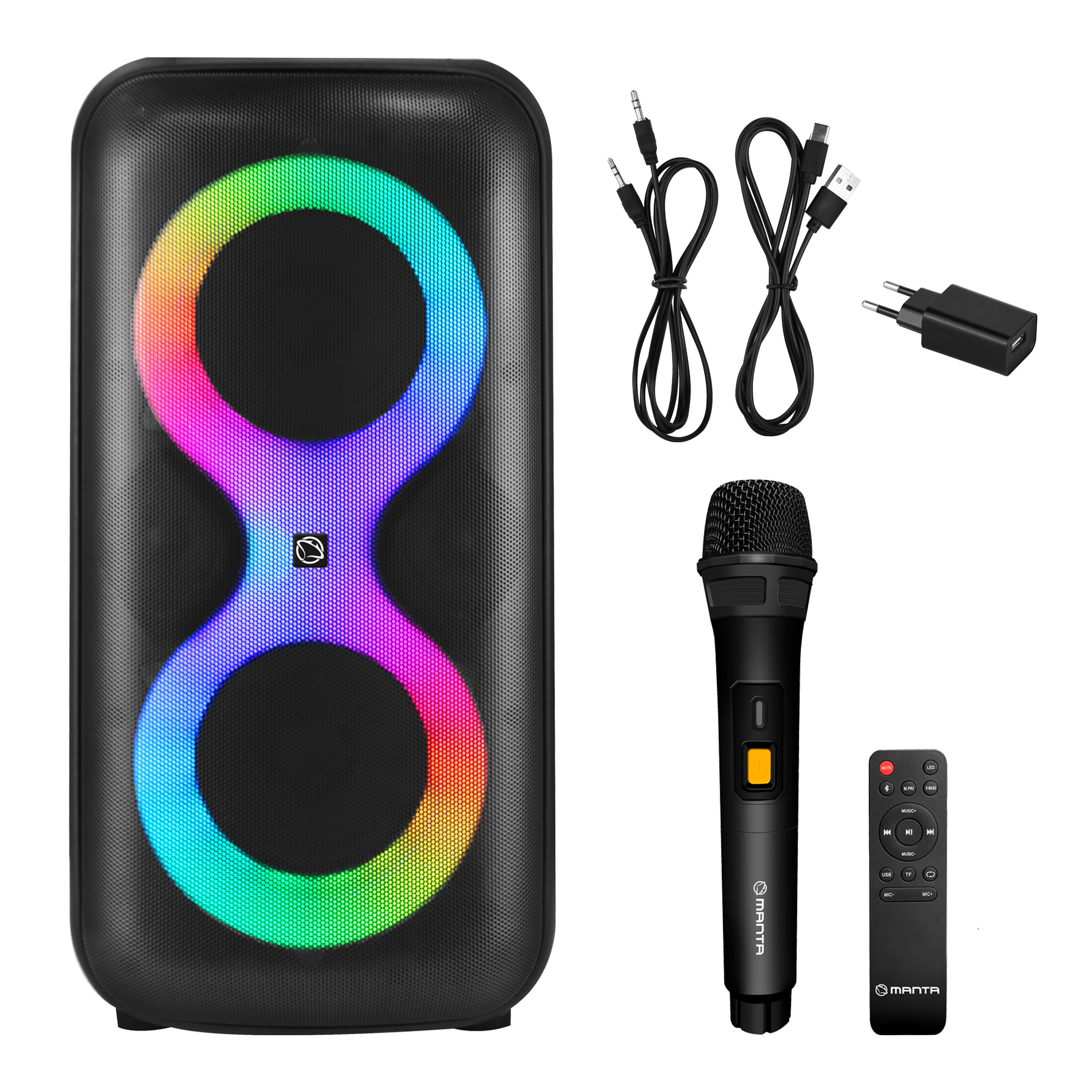 MANTA karaoke ERIS, 100W, BT, daljinski, RGB, be�i�ni mikrofon, SPK0401B100
