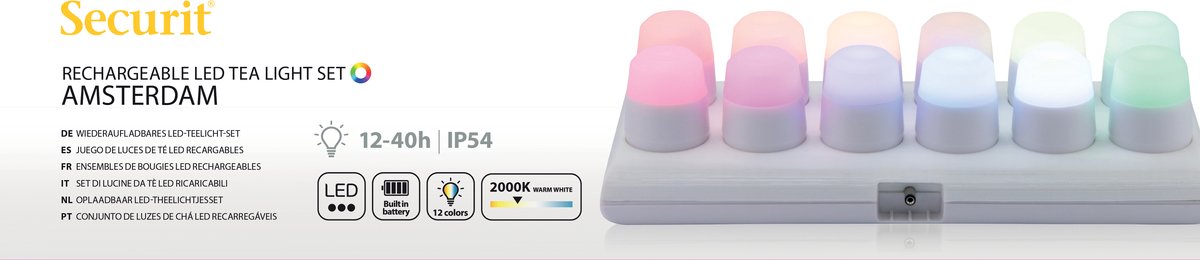 Vermes LED stolne svjetiljke 12 kom s punja�em, topla bijela + RGB - Amsterdam