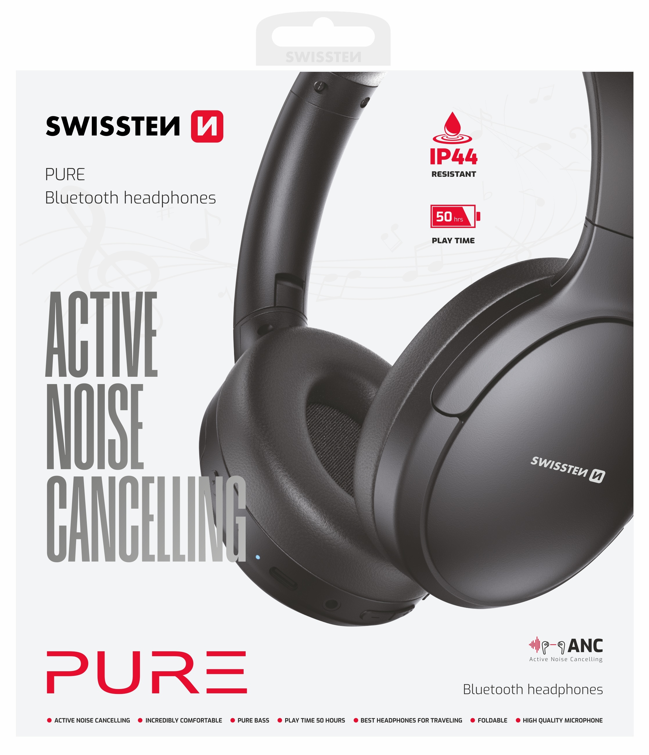 SWISSTEN slu�alice BT, mikrofon, Handsfree, naglavne, ergo, ANC, do 50h, PURE