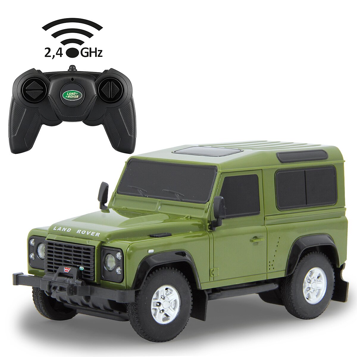 Jamara auto na daljinsko upravljanje DELUX Land Rover Defender 1:24 zeleni 2.4GH