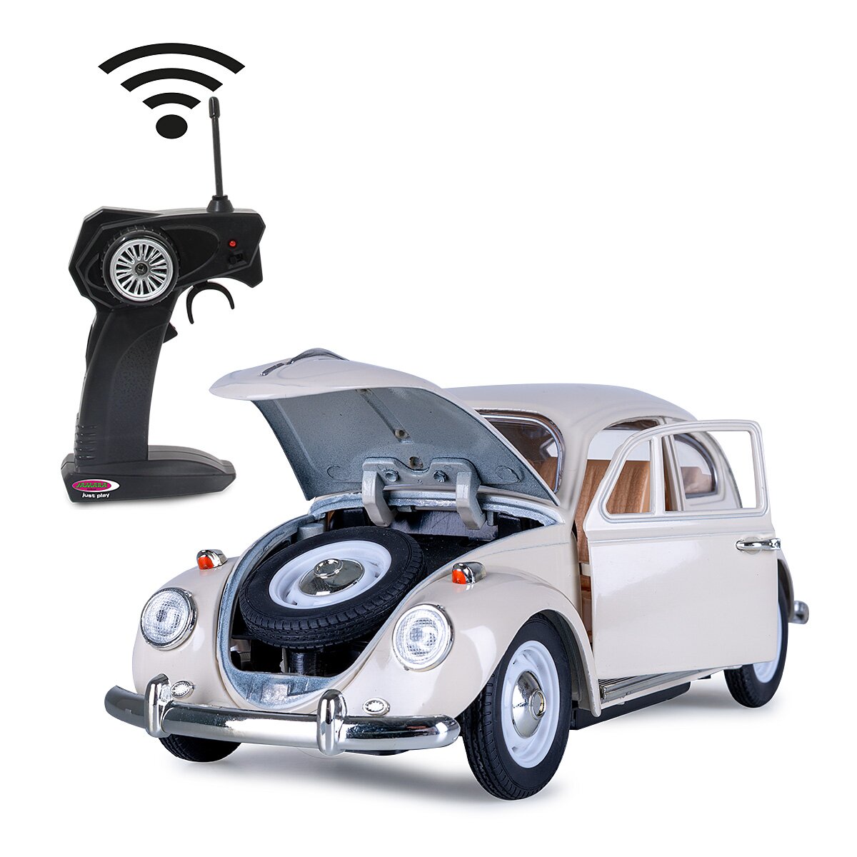 Jamara auto na daljinsko upravljan VW Buba RC metal model 1:18 krem bijela 40MHz