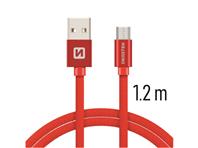 SWISSTEN kabel USB/microUSB, platneni, 3A, 1.2m, crveni