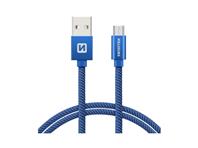 SWISSTEN kabel USB/microUSB, platneni, 3A, 2m, plavi