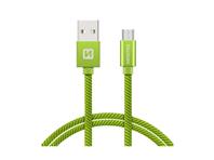 SWISSTEN kabel USB/microUSB, platneni, 3A, 2m, zeleni
