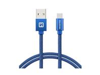 SWISSTEN kabel USB/USB-C, platneni, 3A, 1.2m, plavi
