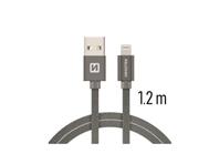 SWISSTEN kabel USB/Lightning, platneni, 3A, 1.2m, sivi