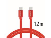 SWISSTEN kabel USB-C/USB-C, platneni, 3A, 1.2m, crveni