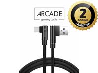 SWISSTEN kabel Arcade USB/USB-C, 3A, 1.2m, L-konektor, crni