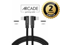 SWISSTEN kabel Arcade USB-C/USB-C, 3A, 1.2m, L-konektor, crni