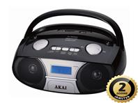 AKAI radio FM, BT, antena, USB, SD, LCD, AC, bater LR14, crni APRC-106